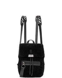 Черно-белый кожаный рюкзак с принтом