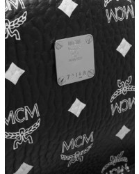 Мужской черно-белый кожаный рюкзак с принтом от MCM