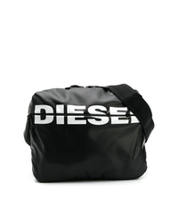 Мужской черно-белый кожаный рюкзак с принтом от Diesel