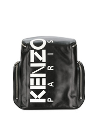 Мужской черно-белый кожаный рюкзак с принтом от Kenzo