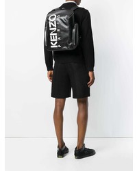 Мужской черно-белый кожаный рюкзак с принтом от Kenzo