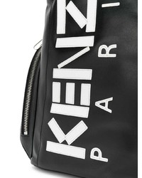 Мужской черно-белый кожаный рюкзак с принтом от Kenzo