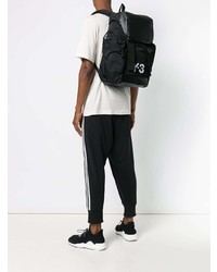 Мужской черно-белый кожаный рюкзак с принтом от Y-3