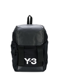 Мужской черно-белый кожаный рюкзак с принтом от Y-3