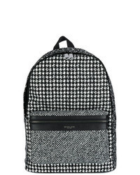Черно-белый кожаный рюкзак с узором "гусиные лапки"