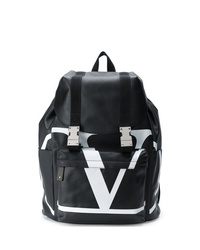Мужской черно-белый кожаный рюкзак от Valentino