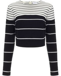 Черно-белый короткий свитер в горизонтальную полоску