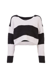 Черно-белый короткий свитер в горизонтальную полоску от Amiri