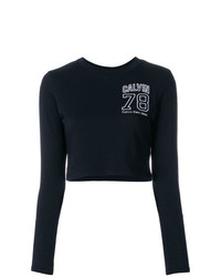 Черно-белый короткий свитер с принтом от Calvin Klein Jeans