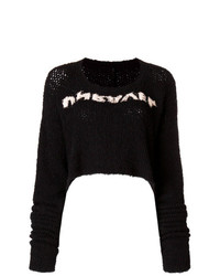 Черно-белый короткий свитер с принтом от Unravel Project
