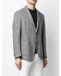 Мужской черно-белый льняной пиджак с узором "гусиные лапки" от Lardini