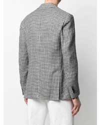 Мужской черно-белый льняной пиджак с узором "гусиные лапки" от Lardini