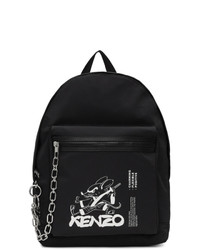 Мужской черно-белый нейлоновый рюкзак с принтом от Kenzo