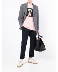 Мужской черно-белый пиджак в мелкую клетку от BOSS