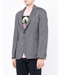 Мужской черно-белый пиджак в мелкую клетку от BOSS