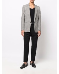Мужской черно-белый пиджак в мелкую клетку от Saint Laurent