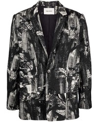 Мужской черно-белый пиджак с принтом от Henrik Vibskov