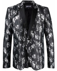 Мужской черно-белый пиджак с принтом от Just Cavalli