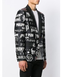 Мужской черно-белый пиджак с принтом от Philipp Plein