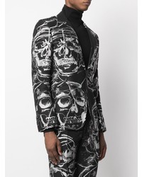 Мужской черно-белый пиджак с принтом от Alexander McQueen