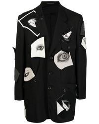 Мужской черно-белый пиджак с принтом от Yohji Yamamoto