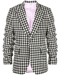 Мужской черно-белый пиджак с узором "гусиные лапки" от Gucci