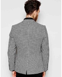 Мужской черно-белый пиджак с узором "гусиные лапки"