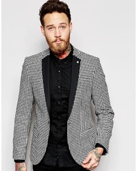 Мужской черно-белый пиджак с узором "гусиные лапки"