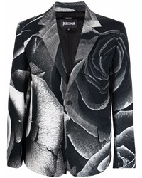 Черно-белый пиджак с цветочным принтом