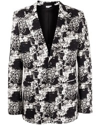 Мужской черно-белый пиджак с цветочным принтом от Comme Des Garcons Homme Plus