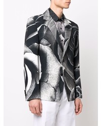 Мужской черно-белый пиджак с цветочным принтом от Just Cavalli