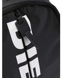 Мужской черно-белый рюкзак из плотной ткани с принтом от Diesel