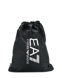 Мужской черно-белый рюкзак из плотной ткани с принтом от Ea7 Emporio Armani