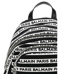 Мужской черно-белый рюкзак из плотной ткани с принтом от Balmain