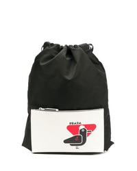 Мужской черно-белый рюкзак с принтом от Prada