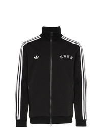 Мужской черно-белый свитер на молнии с принтом от adidas