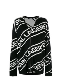 Женский черно-белый свитер на молнии с принтом от Karl Lagerfeld