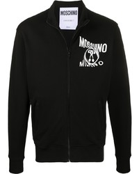 Мужской черно-белый свитер на молнии с принтом от Moschino
