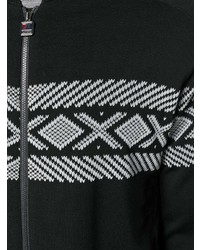 Мужской черно-белый свитер на молнии с принтом от Z Zegna