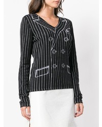 Женский черно-белый свитер с v-образным вырезом с принтом от Moschino