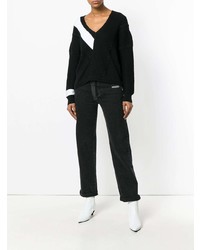 Женский черно-белый свитер с v-образным вырезом от Rag & Bone
