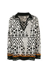 Мужской черно-белый свитер с v-образным вырезом от Damir Doma