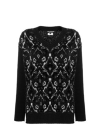 Женский черно-белый свитер с v-образным вырезом от Junya Watanabe