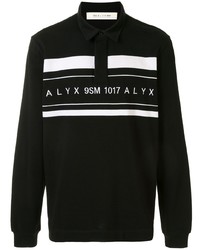 Мужской черно-белый свитер с воротником поло с принтом от 1017 Alyx 9Sm