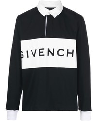 Мужской черно-белый свитер с воротником поло с принтом от Givenchy