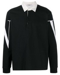 Мужской черно-белый свитер с воротником поло с принтом от Valentino