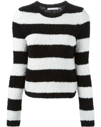 Женский черно-белый свитер с круглым вырезом в горизонтальную полоску от Alice + Olivia
