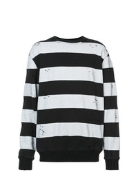 Мужской черно-белый свитер с круглым вырезом в горизонтальную полоску от Amiri