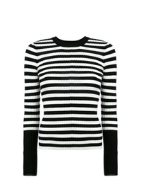 Женский черно-белый свитер с круглым вырезом в горизонтальную полоску от ATM Anthony Thomas Melillo