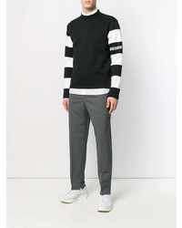 Мужской черно-белый свитер с круглым вырезом в горизонтальную полоску от Calvin Klein 205W39nyc
